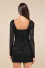 Compelling Radiance Black Mesh Rhinestone Long Sleeve Mini Dress sold by Lulus