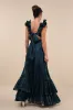 Pristine Glow Dark Teal Ruffled Tie-Back Maxi Dress sold by Lulus