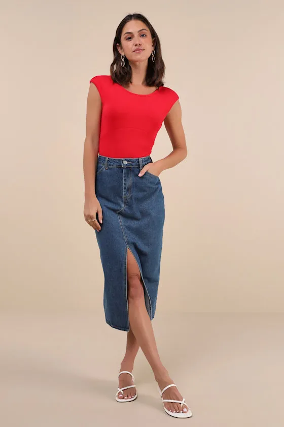 Constantly Stunning Red Backless Boat Neck Bodysuit sold by Lulus product image thumbnail 3