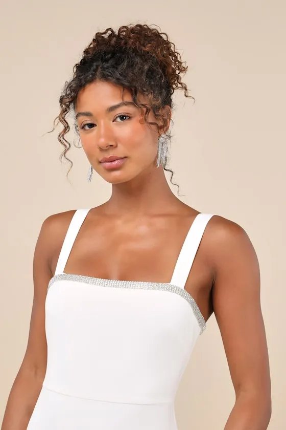 Glowing Allure White Rhinestone Sleeveless Bodycon Mini Dress sold by Lulus product image thumbnail 4