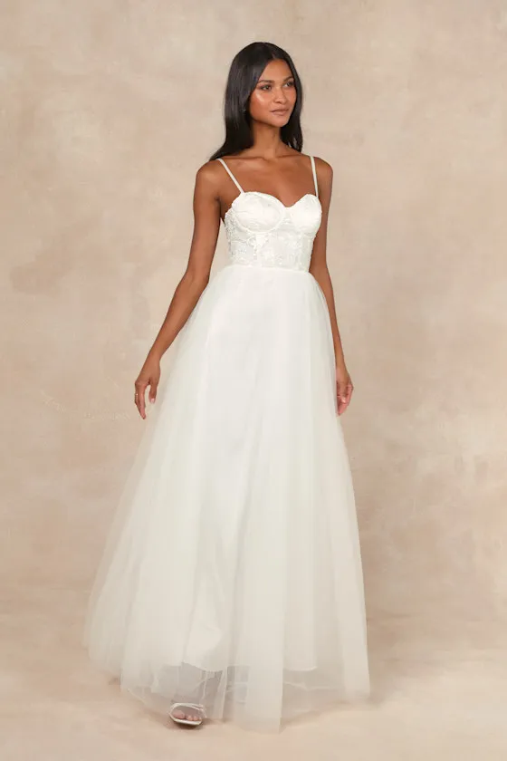 Ethereal Romance White Sleeveless Embroidered Bustier Maxi Dress sold by Lulus product image thumbnail 3