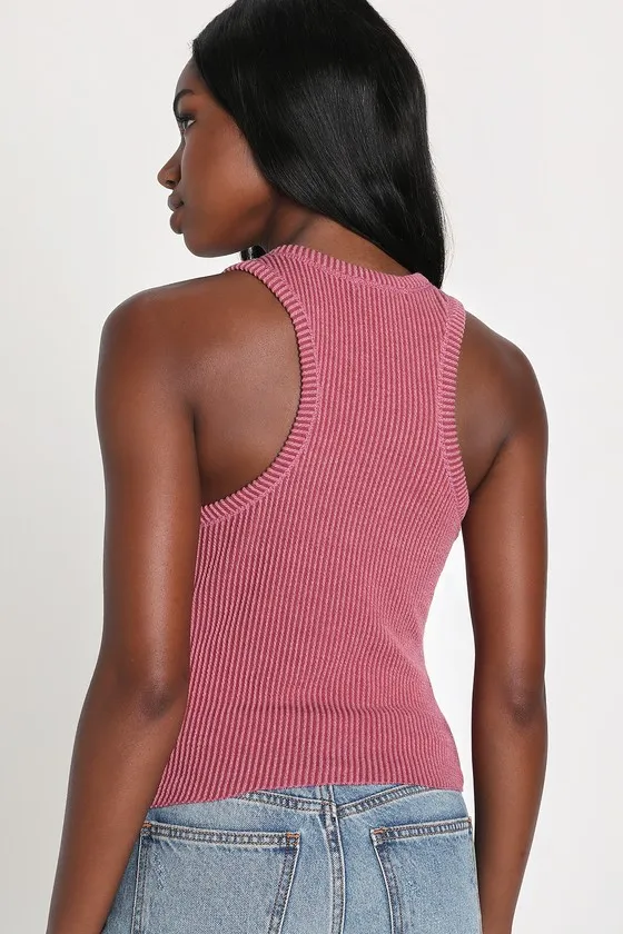 Essential Update Mauve Ribbed Tank Top sold by Lulus product image thumbnail 2