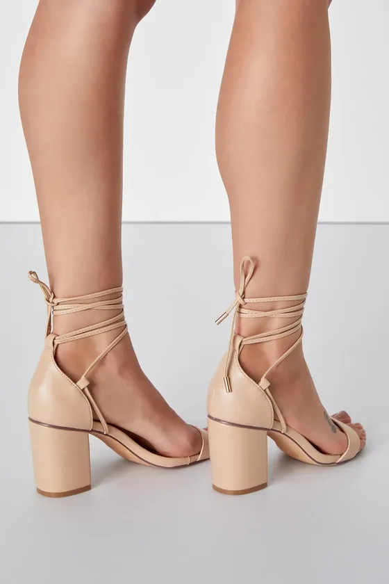Kaira Beige Lace-Up Heels sold by Lulus product image thumbnail 2