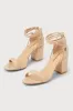 Kaira Beige Lace-Up Heels sold by Lulus