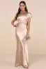 Captivating Presence Champagne Satin Cowl Back Maxi Dress sold by Lulus