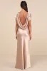 Captivating Presence Champagne Satin Cowl Back Maxi Dress sold by Lulus
