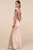 Captivating Presence Champagne Satin Cowl Back Maxi Dress sold by Lulus