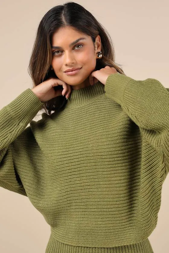 Toasty Times Olive Green Long Sleeve Two-Piece Sweater Dress sold by Lulus product image thumbnail 3