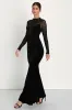 Alluring Fixation Black Velvet Mesh Long Sleeve Maxi Dress sold by Lulus