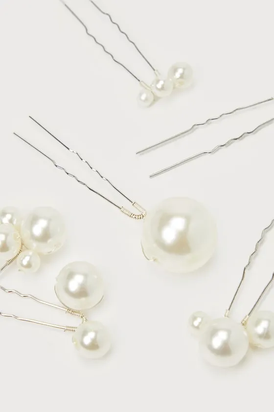 Luminous Luxury White Pearl Hair Pin Set sold by Lulus product image thumbnail 2