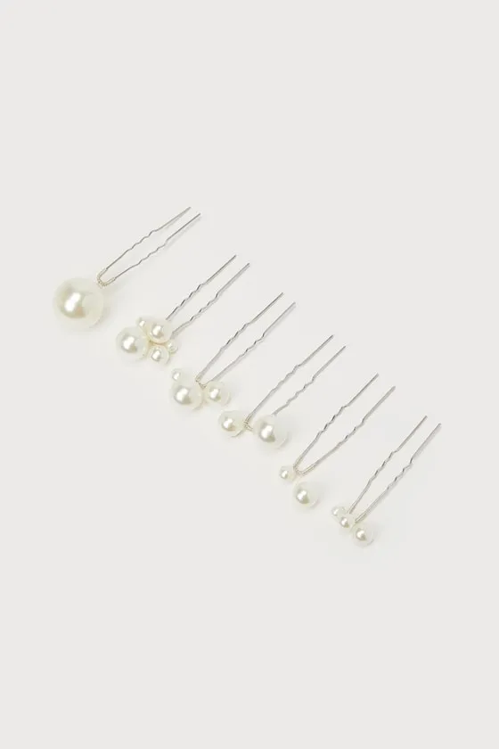 Luminous Luxury White Pearl Hair Pin Set sold by Lulus product image thumbnail 4