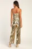 Glamorous Stance Gold Sequin Wide-Leg Jumpsuit sold by Lulus