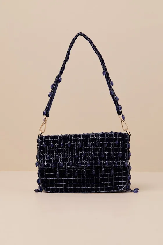 Elenna Dark Blue Beaded Shoulder Bag sold by Lulus product image thumbnail 2