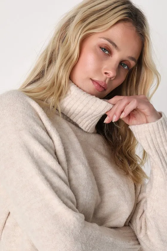 Found the Warmth Beige Turtleneck Pullover Sweater sold by Lulus product image thumbnail 3
