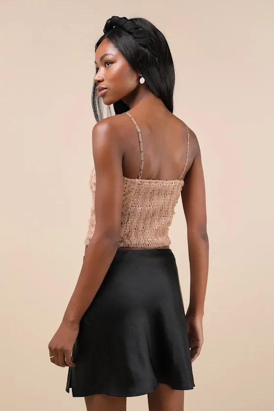 Coquette Cuteness Blush Pink Polka Dot 3D Rosette Mesh Cami Top sold by Lulus product image thumbnail 2