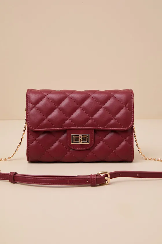 Mancy Dark Red Quilted Crossbody Bag sold by Lulus product image thumbnail 3