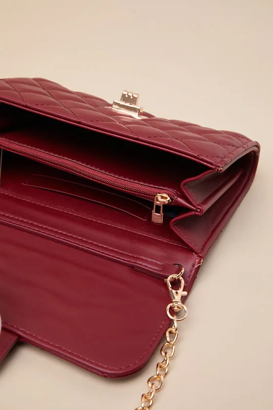 Mancy Dark Red Quilted Crossbody Bag sold by Lulus product image thumbnail 4