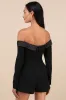 Exquisite Energy Black Off-the-Shoulder Skort Romper sold by Lulus