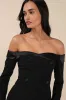 Exquisite Energy Black Off-the-Shoulder Skort Romper sold by Lulus