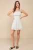 Lovely Affection Ivory Bow Embroidered Crochet Trim Mini Dress sold by Lulus