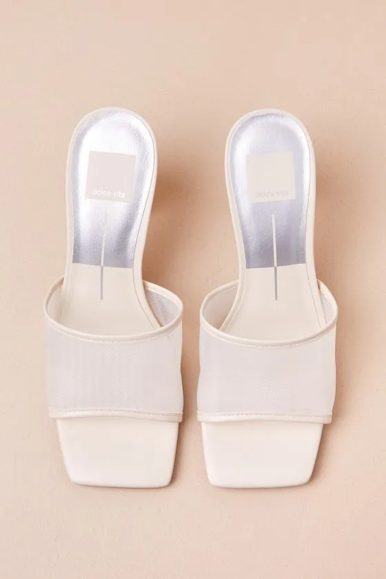 Narda Ivory Mesh Square-Toe High Heel Slide Sandals sold by Lulus product image thumbnail 4