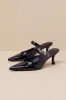Olinda Black Patent Kitten Heel Mule Pumps sold by Lulus