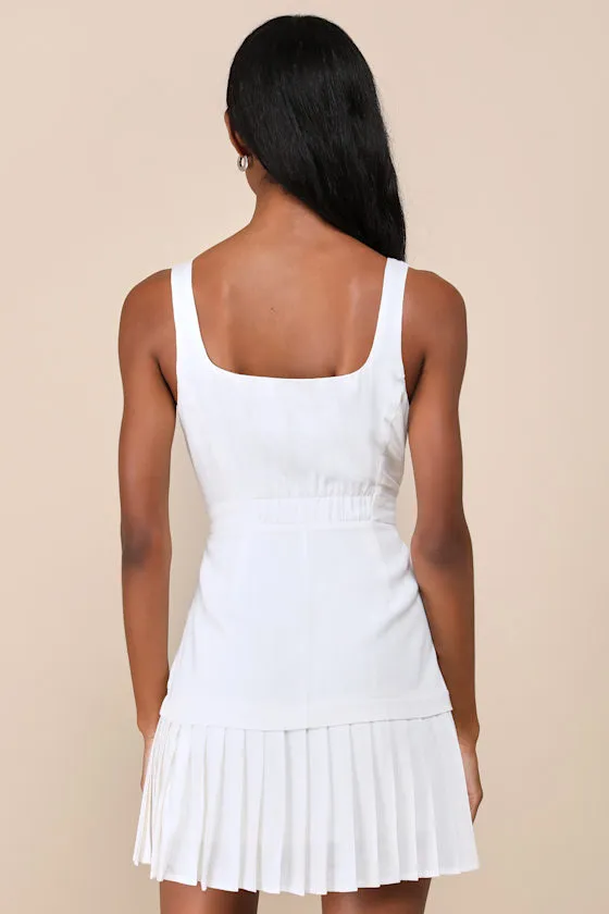 Poised and Chic White Linen Pleated Mini Dress with Pockets sold by Lulus product image thumbnail 3