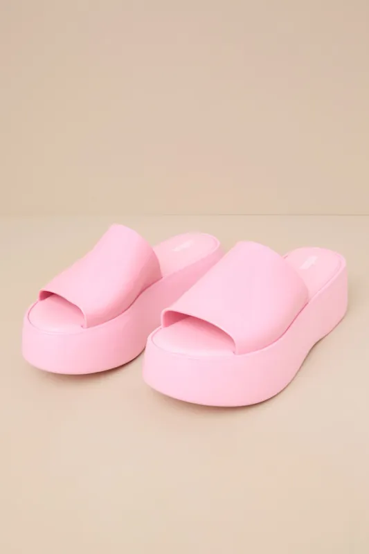 Becky Pink Flatform Slide Sandals sold by Lulus
