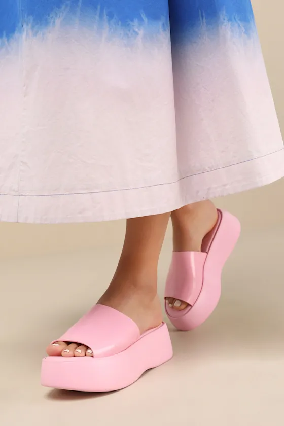 Becky Pink Flatform Slide Sandals sold by Lulus product image thumbnail 3