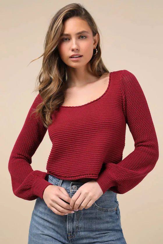 Best Essence Burgundy Knit Long Sleeve Sweater Top sold by Lulus