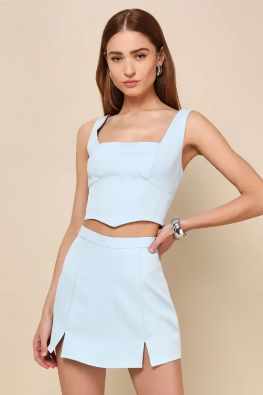 Sensational Always Light Blue Mini Skort sold by Lulus