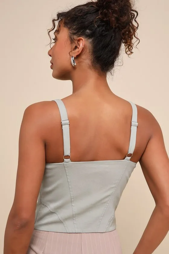 Utterly Eye-Catching Sage Green Bustier Tank Top sold by Lulus product image thumbnail 2