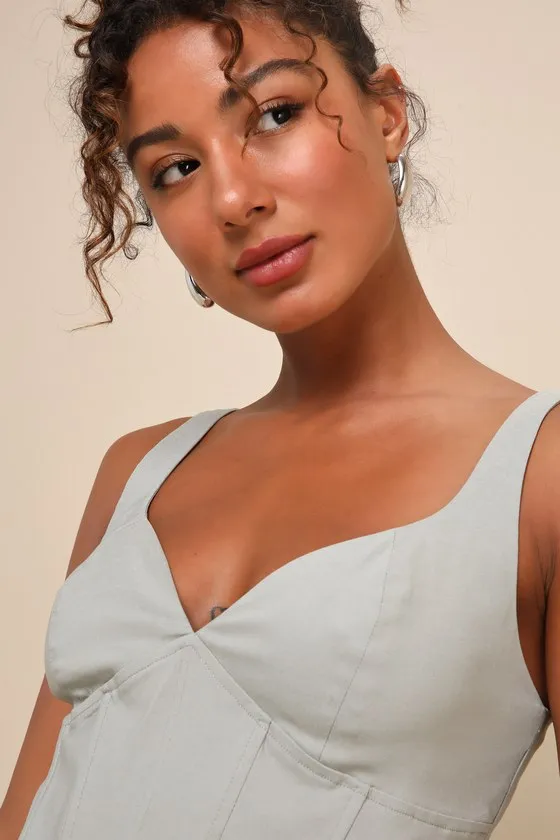 Utterly Eye-Catching Sage Green Bustier Tank Top sold by Lulus product image thumbnail 4