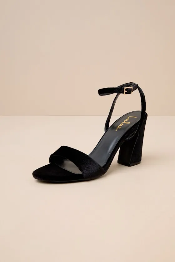 Lucinna Black Velvet Ankle Strap High Heel Sandals sold by Lulus product image thumbnail 2