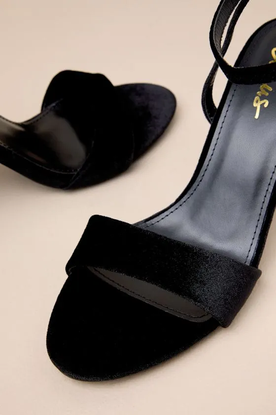 Lucinna Black Velvet Ankle Strap High Heel Sandals sold by Lulus product image thumbnail 4