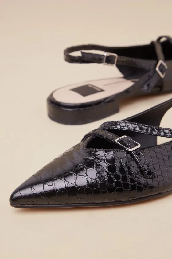 Pamla Midnight Snake-Embossed Leather Slingback Flats sold by Lulus product image thumbnail 4