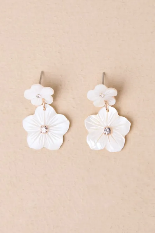 Flourishing Glow White Acetate Flower Earrings sold by Lulus