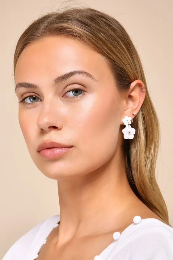 Flourishing Glow White Acetate Flower Earrings sold by Lulus product image thumbnail 3