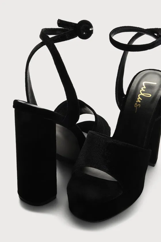 Gorgyy Black Velvet Platform High Heel Sandals sold by Lulus product image thumbnail 3