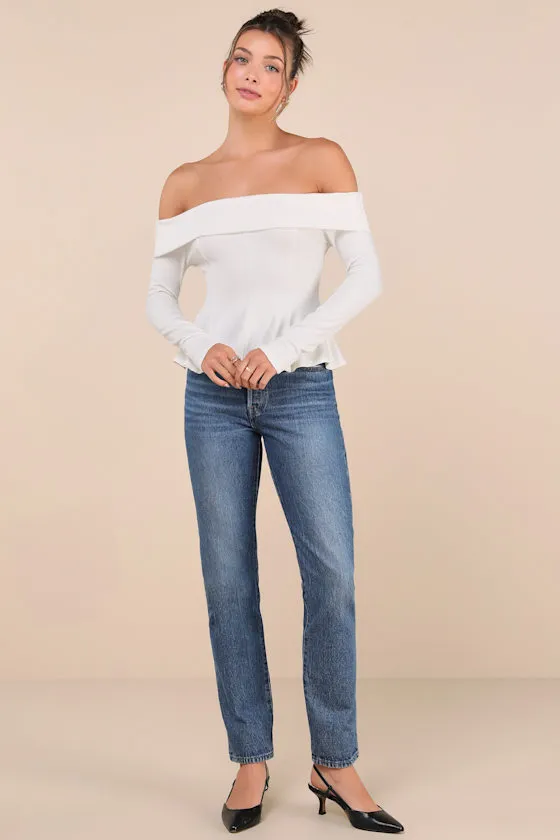 Flattering Pick Ivory Off-the-Shoulder Long Sleeve Top sold by Lulus product image thumbnail 3