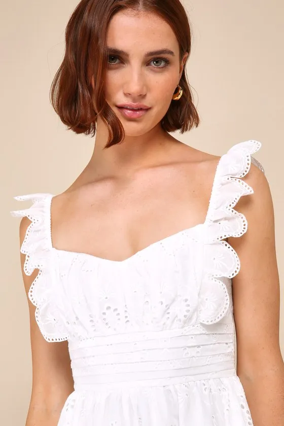 Sincerely Precious White Eyelet Embroidered Ruffled Mini Dress sold by Lulus product image thumbnail 4