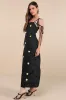 Fanciful Flower Black Jacquard Flower Tie-Strap Midi Dress sold by Lulus