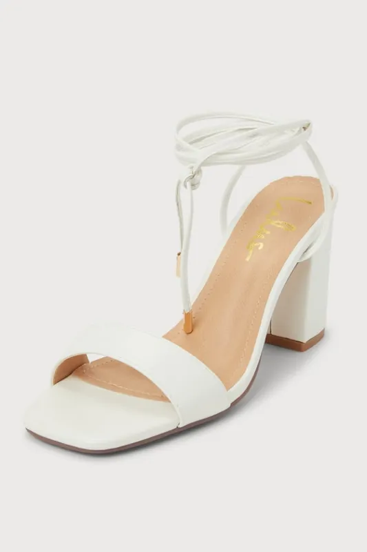 Zoyana White Lace-Up High Heel Sandals sold by Lulus