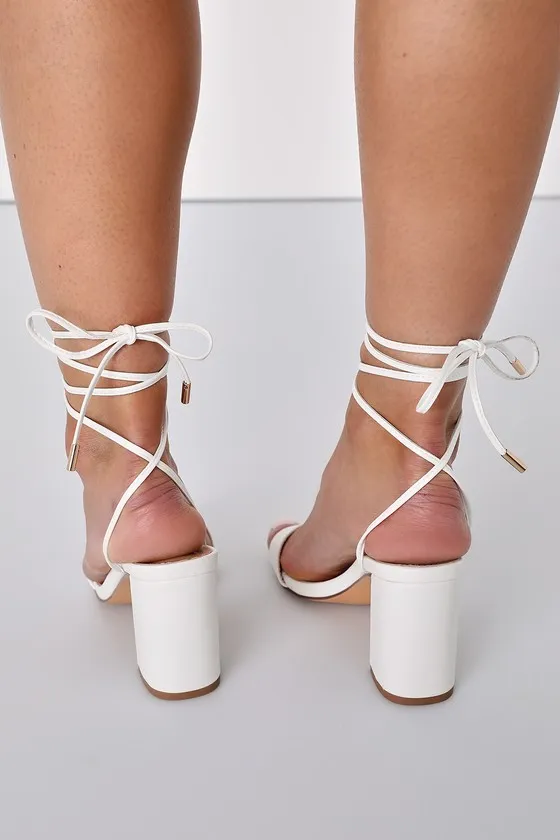 Zoyana White Lace-Up High Heel Sandals sold by Lulus product image thumbnail 3