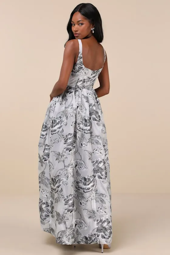 Blossom Silver Jacquard High-Low Maxi Dress sold by Lulus product image thumbnail 2