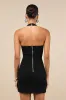 Distinctly Adorable Black Denim Halter Button-Front Mini Dress sold by Lulus