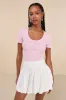 Cutest Example Light Pink Pointelle Knit Short Sleeve Henley Top sold by Lulus