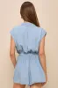 Sweet Pursuit Light Wash Chambray Collared Romper sold by Lulus