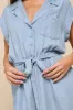 Sweet Pursuit Light Wash Chambray Collared Romper sold by Lulus