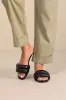 Kovella Black Faux Leather Flat Slide Sandals sold by Lulus
